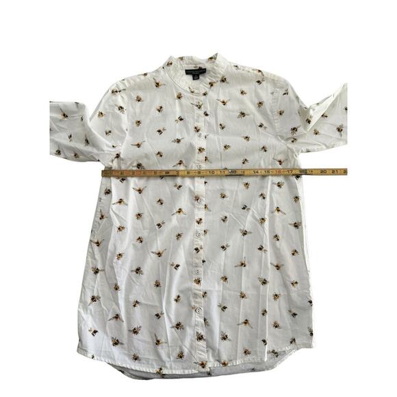 Victoria Beckham Women's White Bee Print Button-Down Shirt Top Size Small - Picture 4 of 6